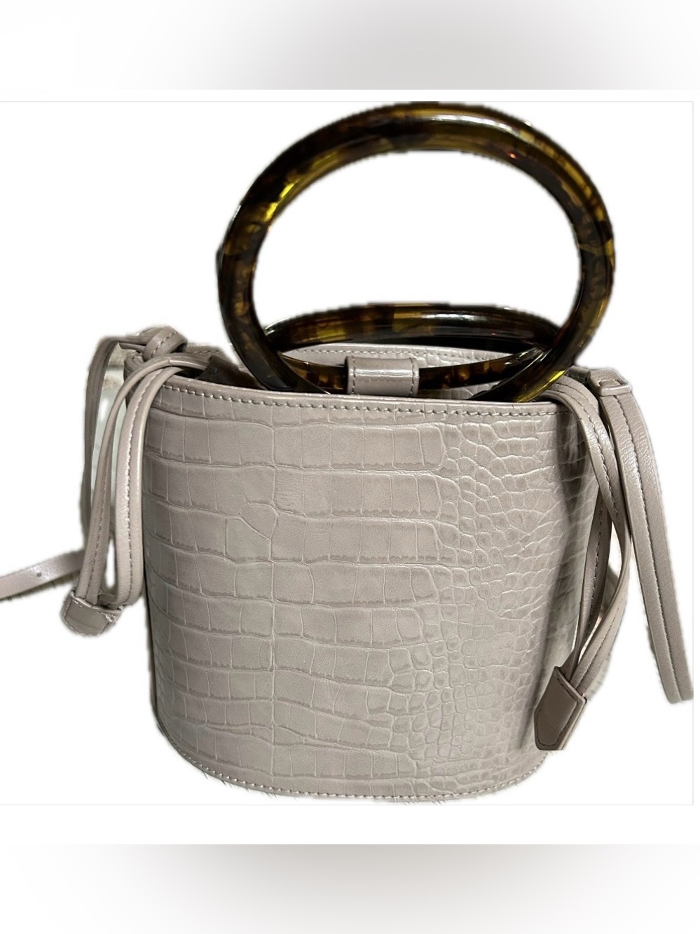 Ring Handle Crocodile Crossbody Bag